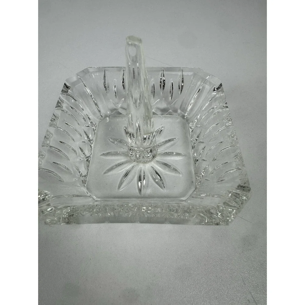 Vtg‎ MCM Crystal Ring Holder Trinket Dish Jewelry Vanity Catchall